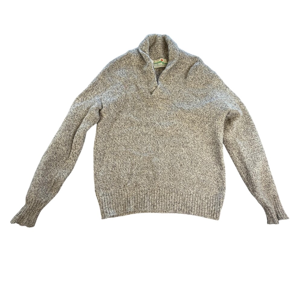 Vtg 80s Eastern Mountain Sports Sweater Womens Large Gray Shawl Collar Knit Warm